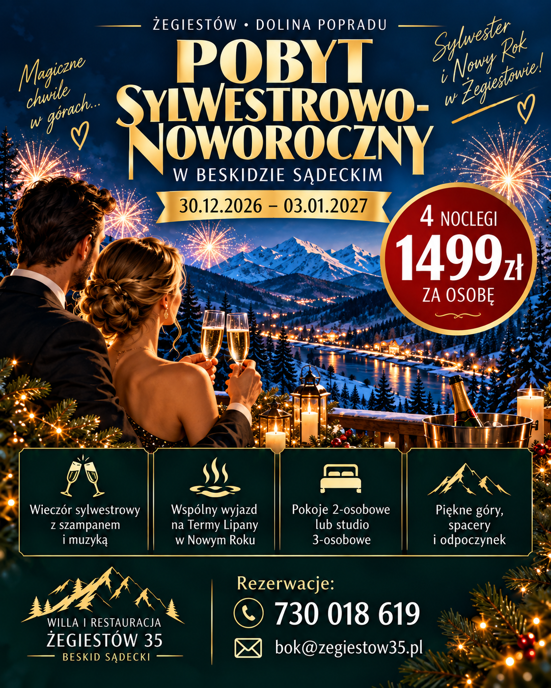 Sylwester w górach – Willa Żegiestów 35 w dolinie Popradu